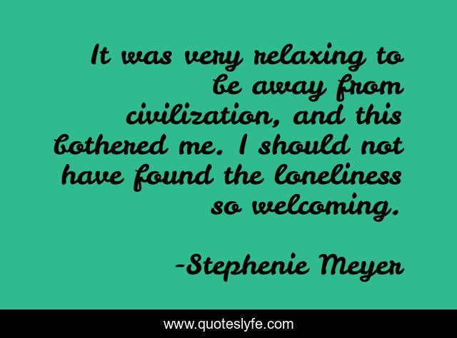 It was very relaxing to be away from civilization, and this bothered me. I should not have found the loneliness so welcoming.