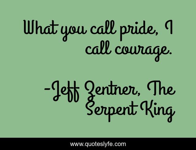 What you call pride, I call courage.