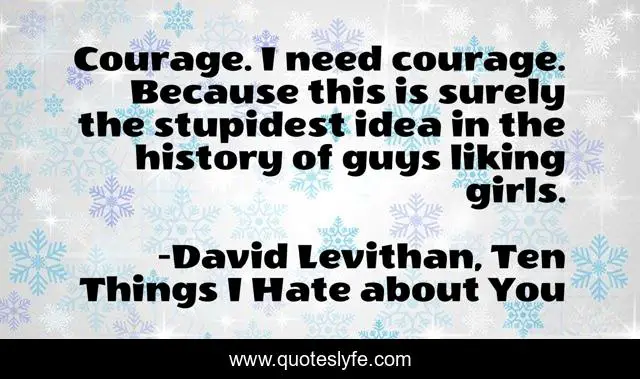 Courage. I need courage. Because this is surely the stupidest idea in the history of guys liking girls.
