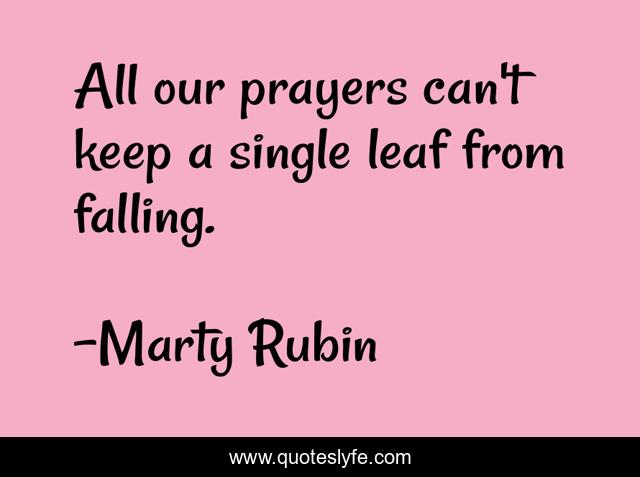 All our prayers can't keep a single leaf from falling.