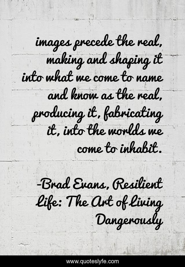 images precede the real, making and shaping it into what we come to name and know as the real, producing it, fabricating it, into the worlds we come to inhabit.
