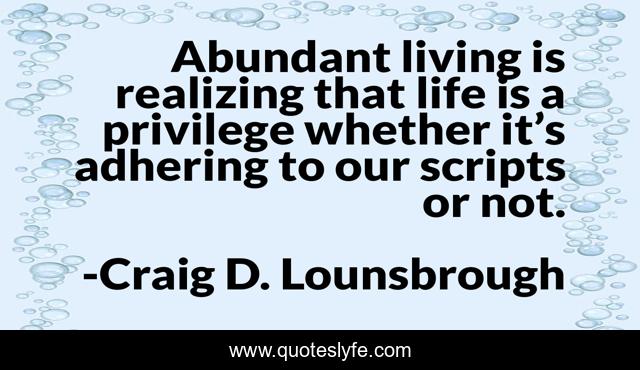 Abundant living is realizing that life is a privilege whether it’s adhering to our scripts or not.