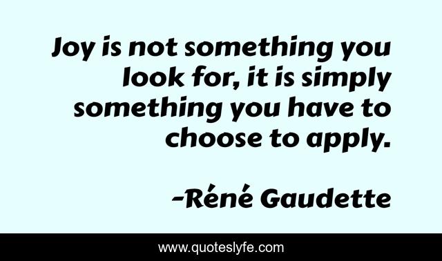Joy is not something you look for, it is simply something you have to choose to apply.