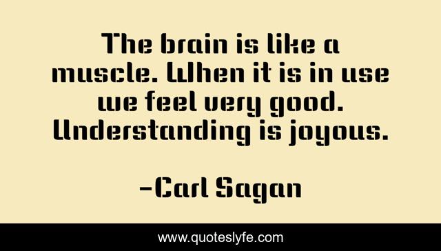 The brain is like a muscle. When it is in use we feel very good. Understanding is joyous.