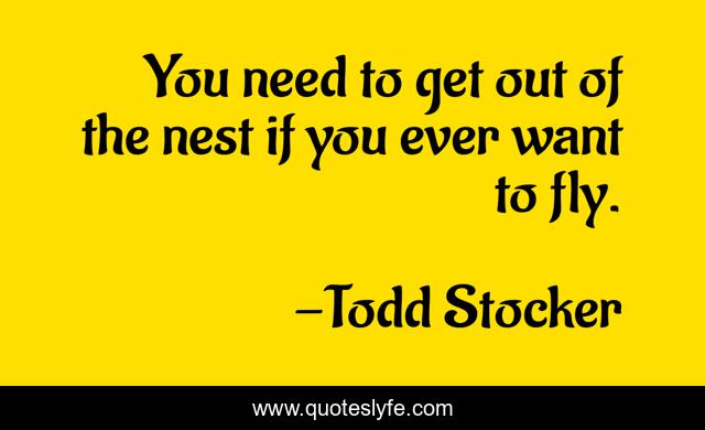 You need to get out of the nest if you ever want to fly.