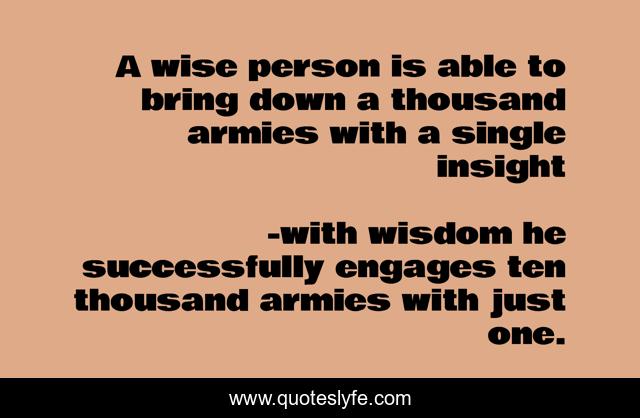 A wise person is able to bring down a thousand armies with a single insight