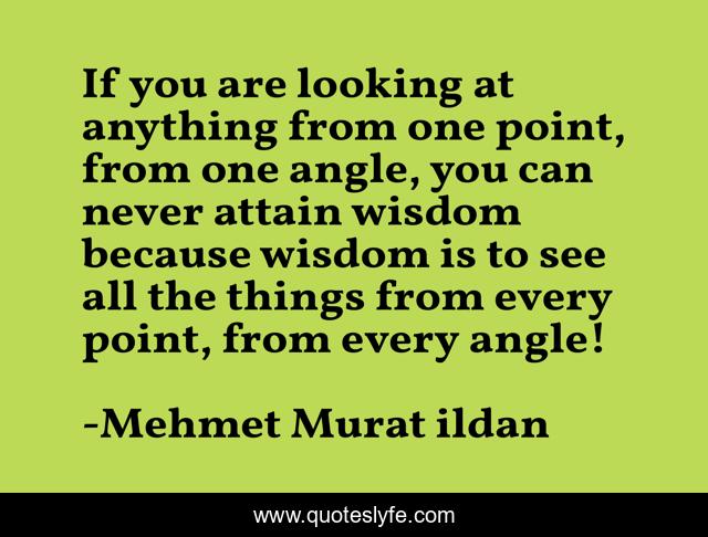 If you are looking at anything from one point, from one angle, you can never attain wisdom because wisdom is to see all the things from every point, from every angle!