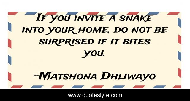 If you invite a snake into your home, do not be surprised if it bites you.