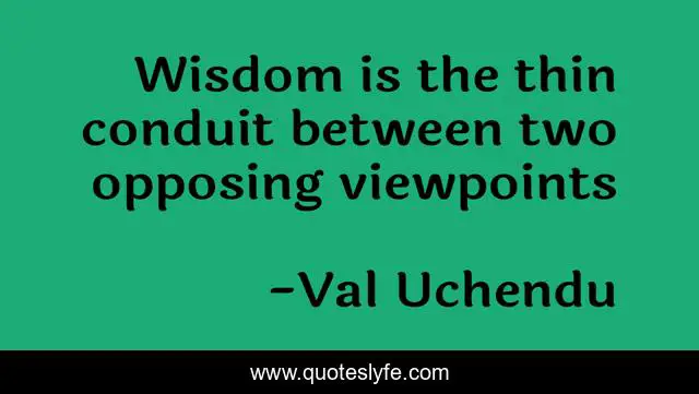 Wisdom is the thin conduit between two opposing viewpoints