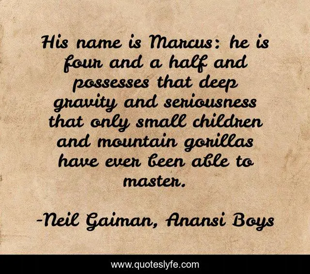 His name is Marcus: he is four and a half and possesses that deep gravity and seriousness that only small children and mountain gorillas have ever been able to master.