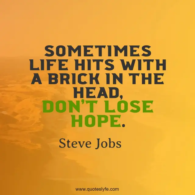 Motivational Quotes: "Sometimes life hits with a brick in the head, don't lose hope."
