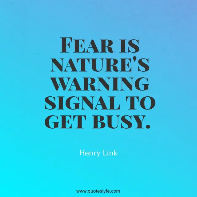 Fear is nature's warning signal to get busy.
