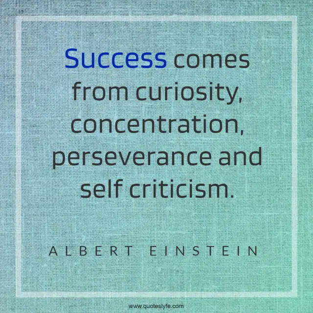 Success Quotes: "Success comes from curiosity, concentration, perseverance and self criticism."