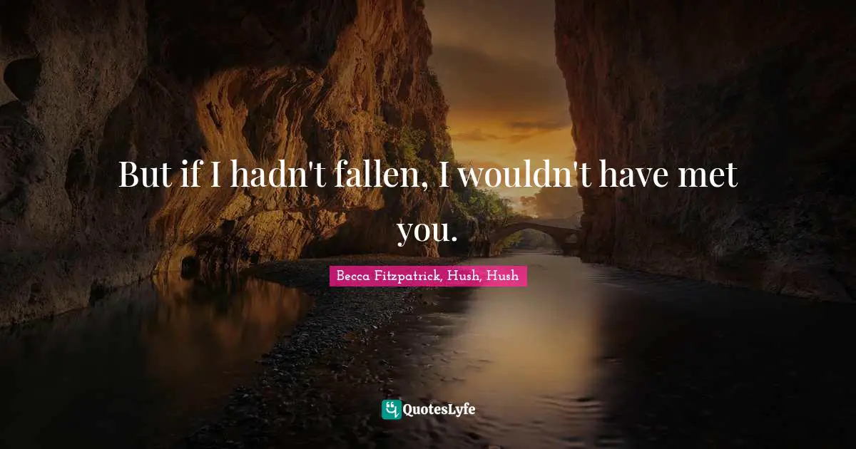 But if I hadn't fallen, I wouldn't have met you.