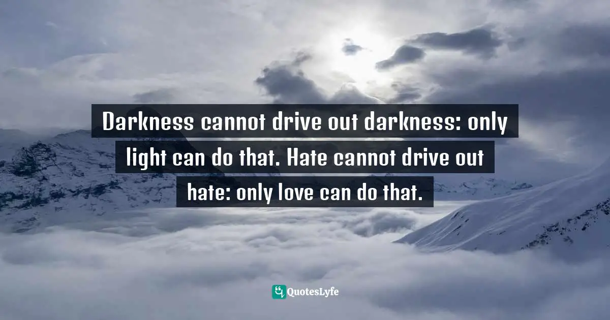Martin Luther King Jr., A Testament of Hope: The Essential Writings and Speeches Quotes: Darkness cannot drive out darkness: only light can do that. Hate cannot drive out hate: only love can do that.