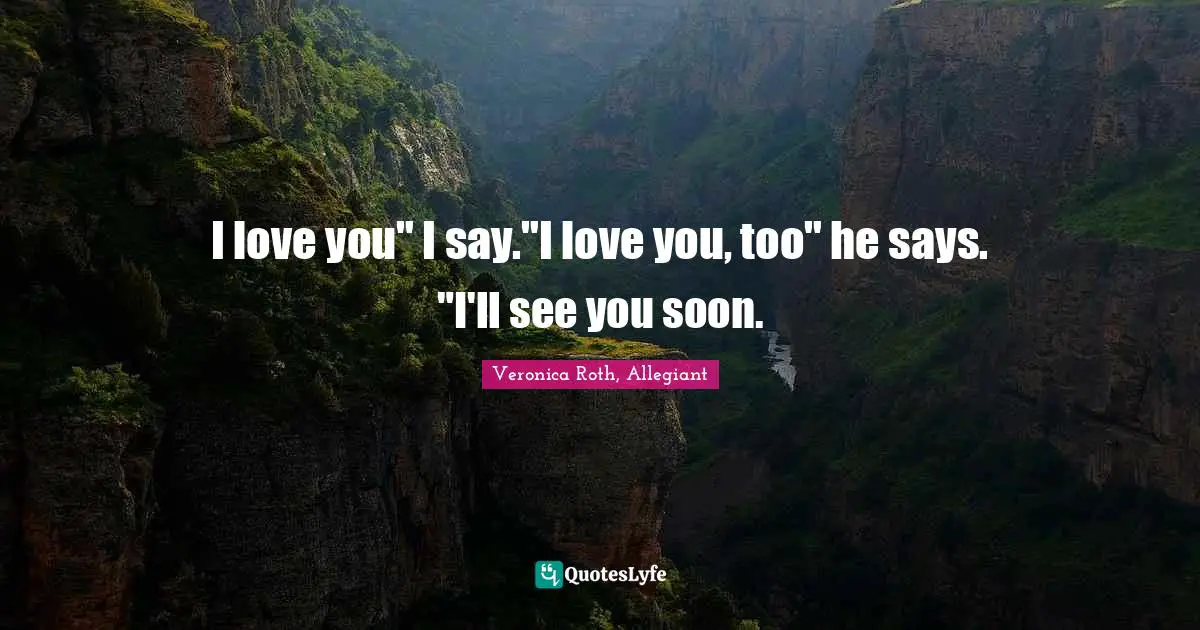 I love you" I say."I love you, too" he says. "I'll see you soon.