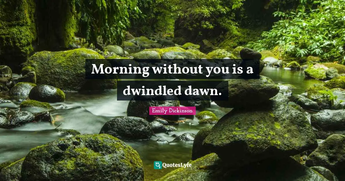 Emily Dickinson Quotes: "Morning without you is a dwindled dawn."