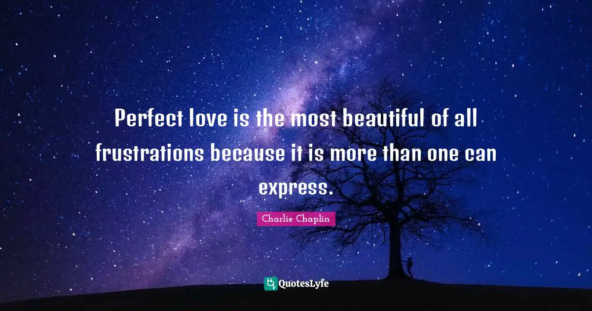 Perfect love is the most beautiful of all frustrations because it is more than one can express.
