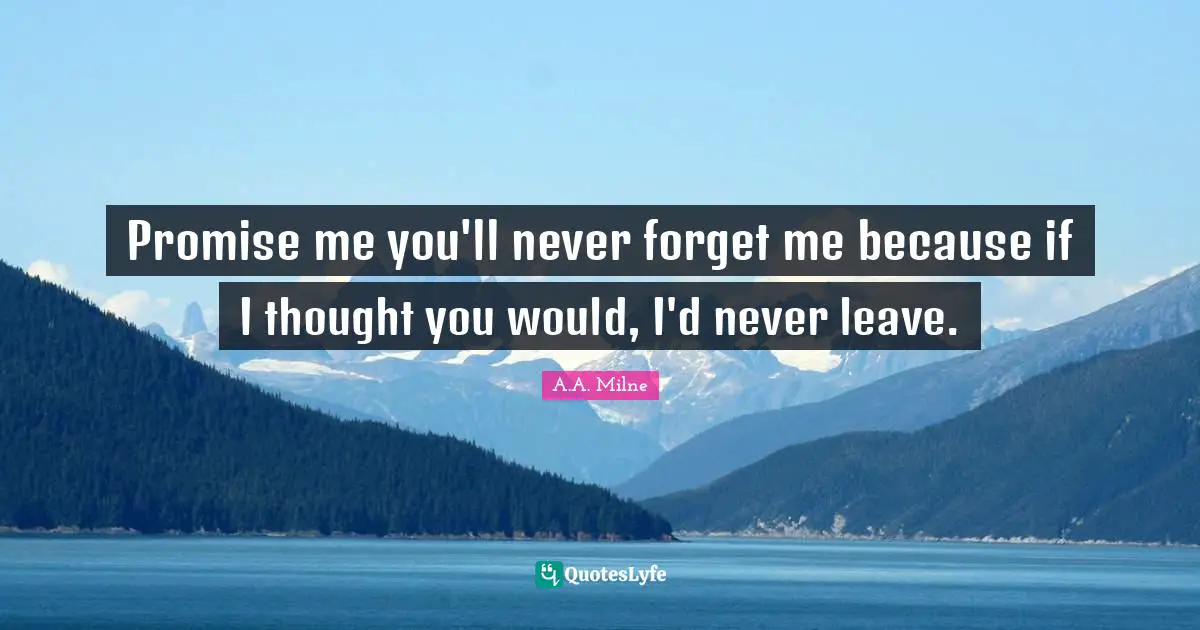 Promise me you'll never forget me because if I thought you would, I'd never leave.