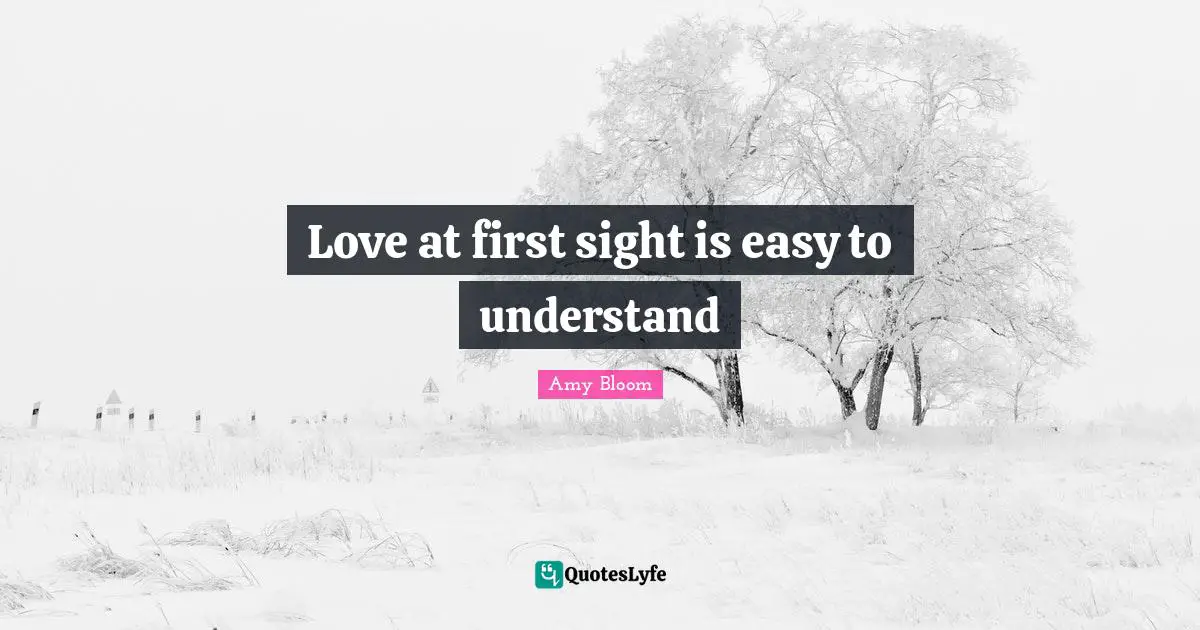 Amy Bloom Quotes: "Love at first sight is easy to understand"