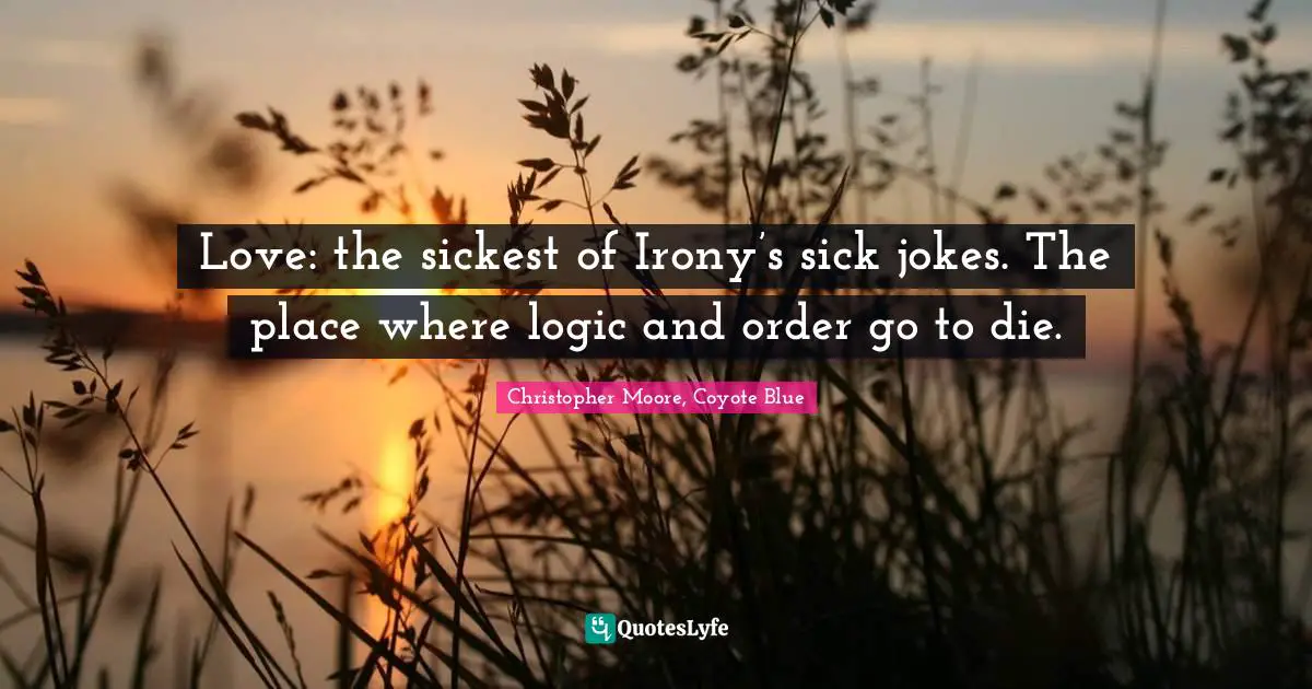Love: the sickest of Irony’s sick jokes. The place where logic and order go to die.