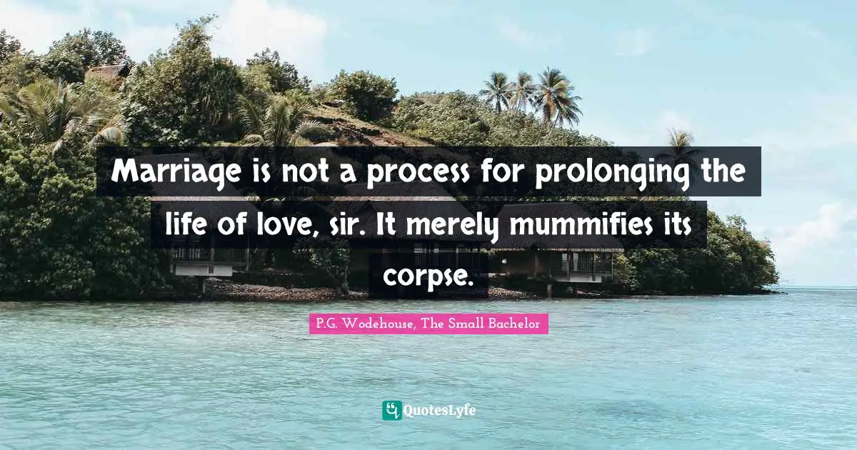 Matrimony Quotes: "Marriage is not a process for prolonging the life of love, sir. It merely mummifies its corpse."