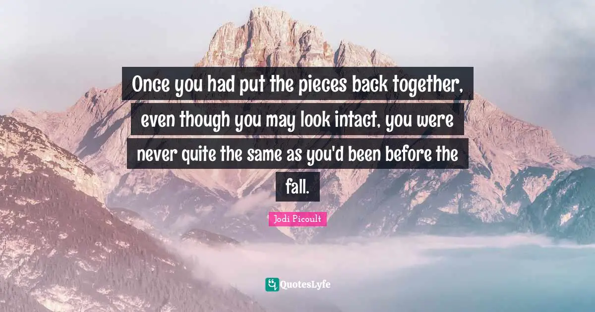 Once you had put the pieces back together, even though you may look intact, you were never quite the same as you'd been before the fall.
