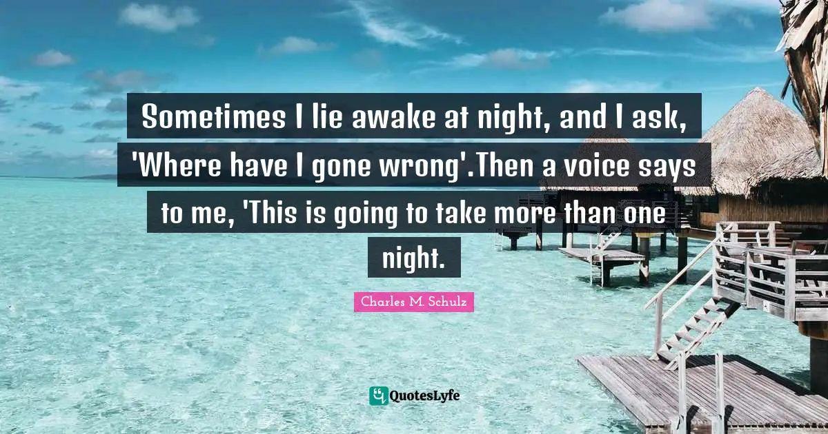 Sometimes I lie awake at night, and I ask, 'Where have I gone wrong'.Then a voice says to me, 'This is going to take more than one night.