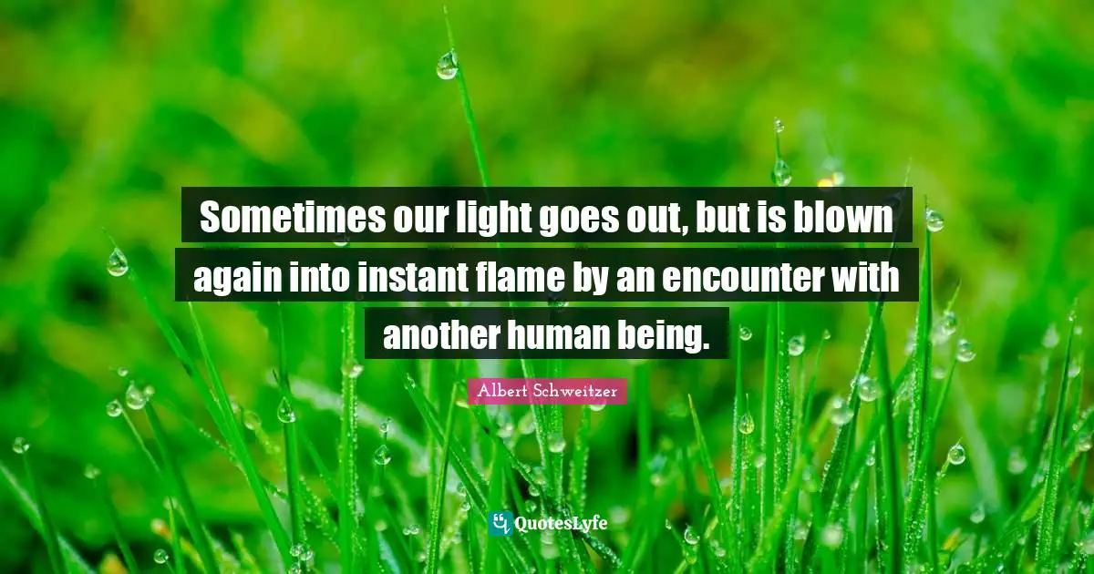 Sometimes our light goes out, but is blown again into instant flame by an encounter with another human being.