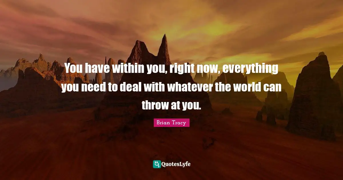 You have within you, right now, everything you need to deal with whatever the world can throw at you.