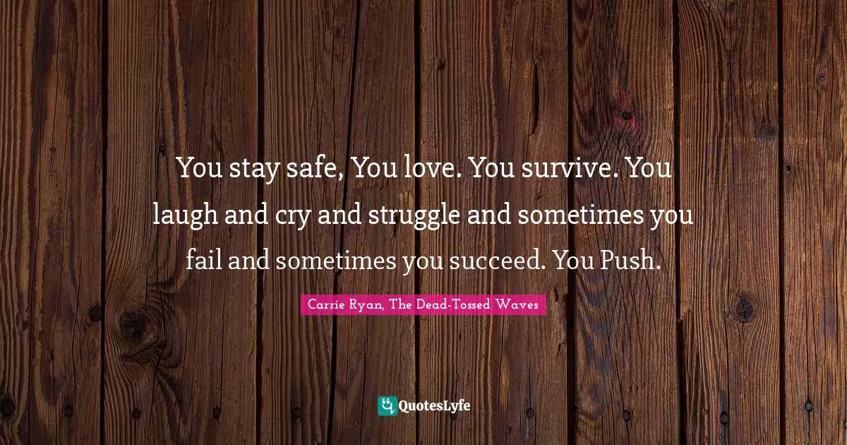 You stay safe, You love. You survive. You laugh and cry and struggle and sometimes you fail and sometimes you succeed. You Push.