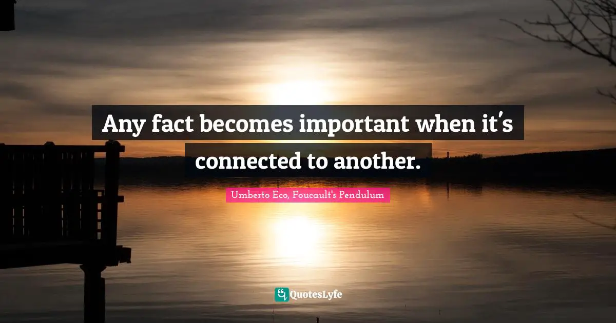 Any fact becomes important when it's connected to another.