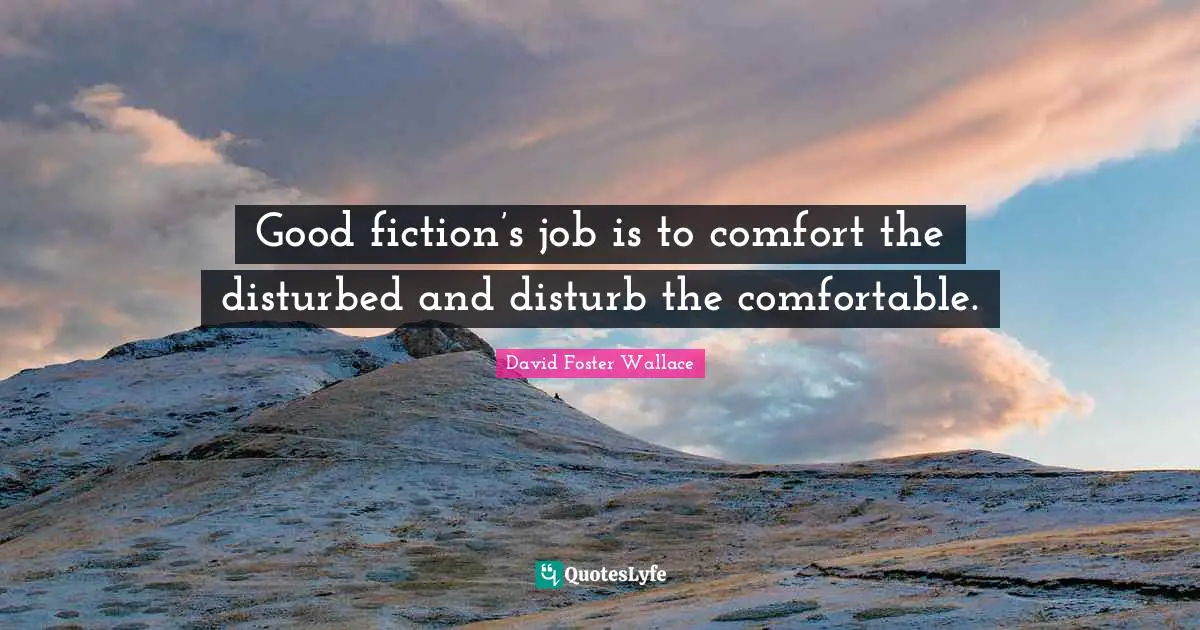 Good fiction’s job is to comfort the disturbed and disturb the comfortable.