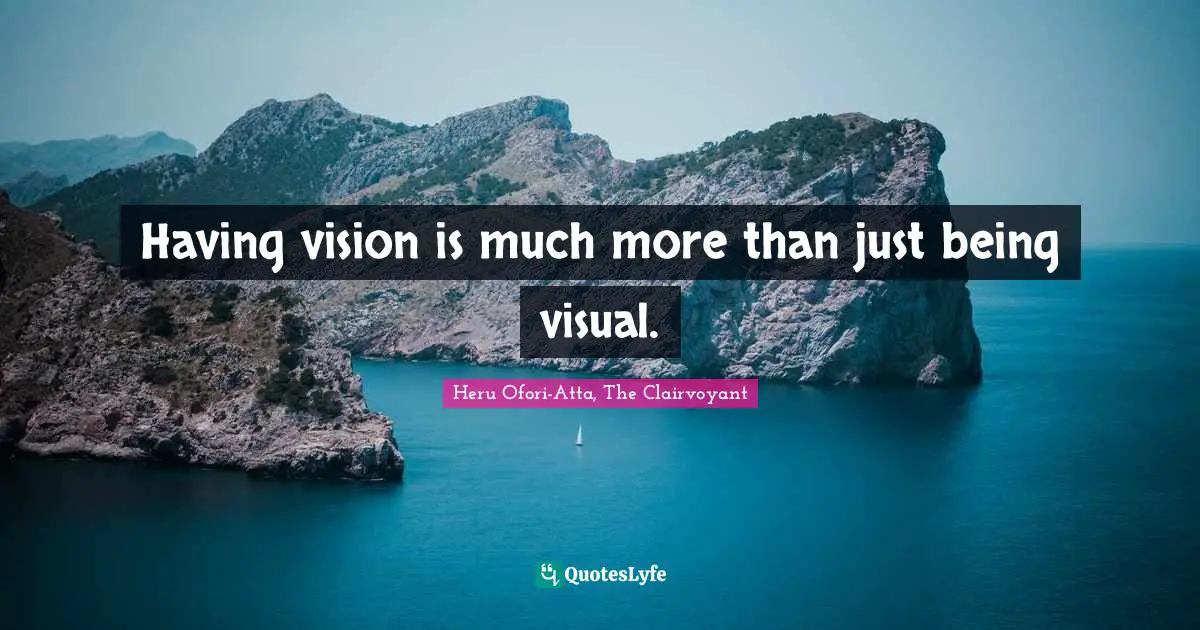 Having vision is much more than just being visual.