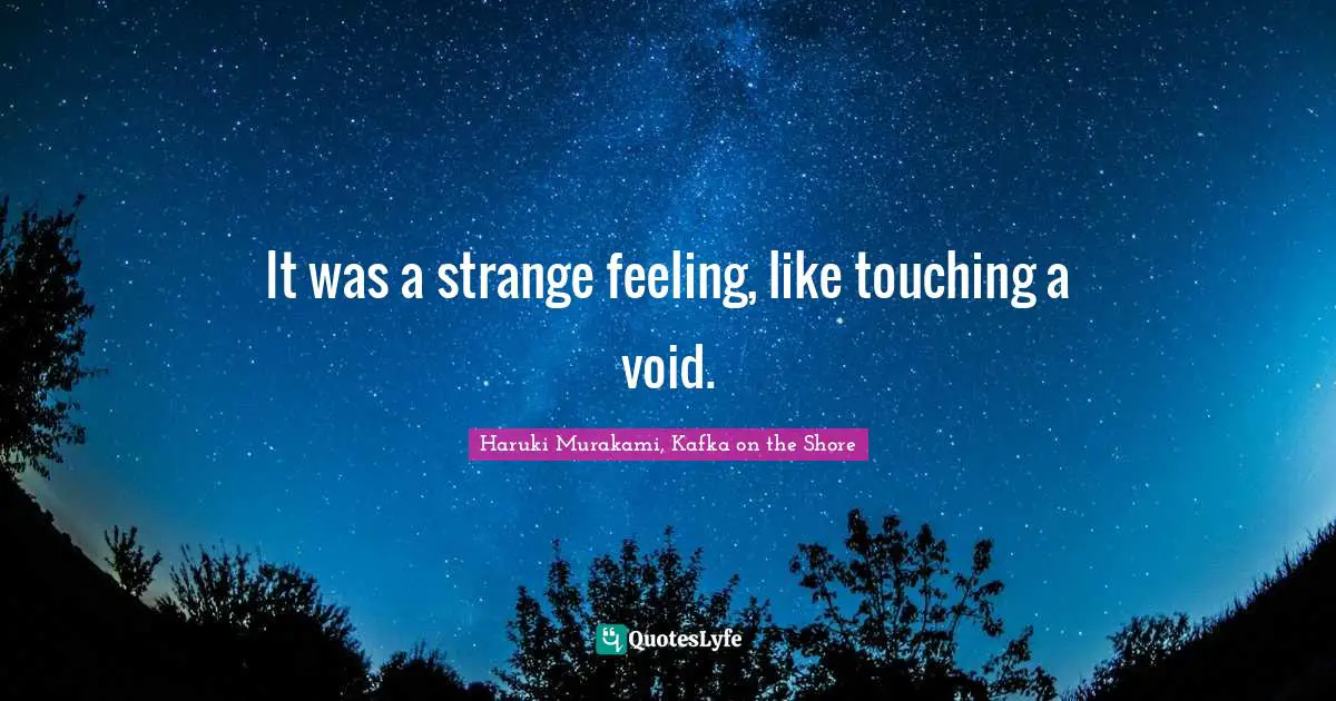 Haruki Murakami, Kafka On The Shore Quotes: "It was a strange feeling, like touching a void."