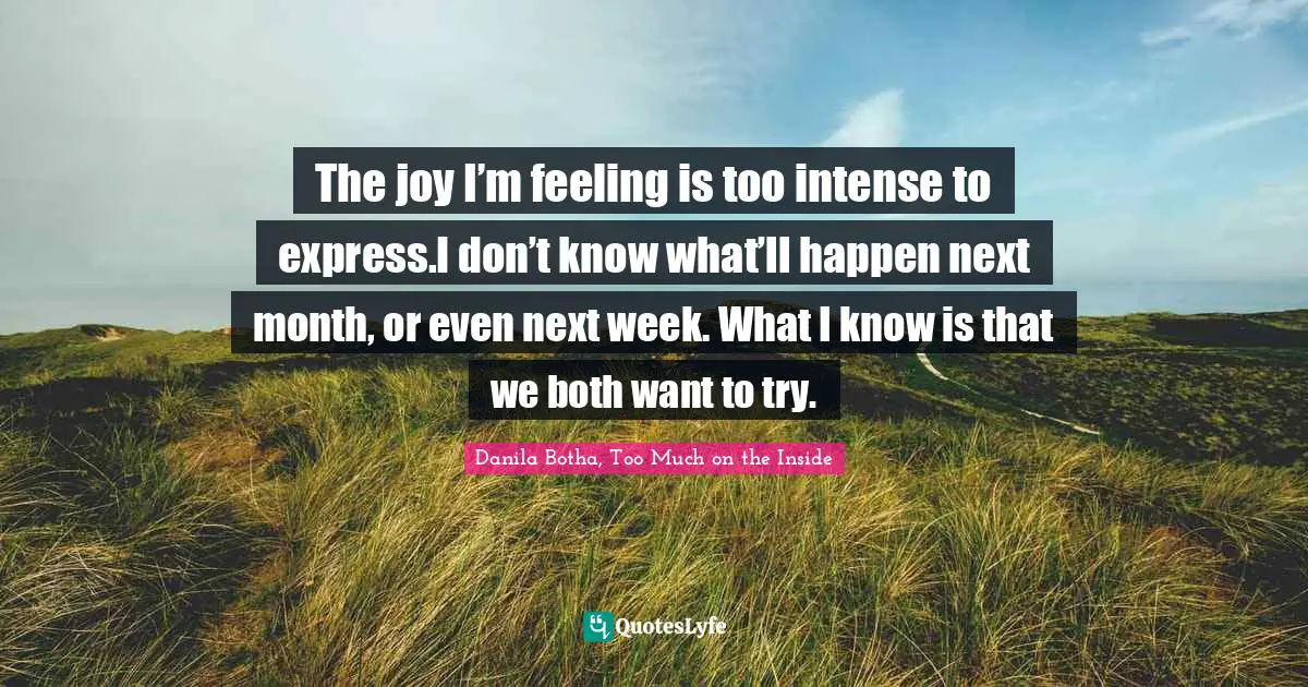 P. W. Botha Quotes: "The joy I’m feeling is too intense to express.I don’t know what’ll happen next month, or even next week. What I know is that we both want to try."