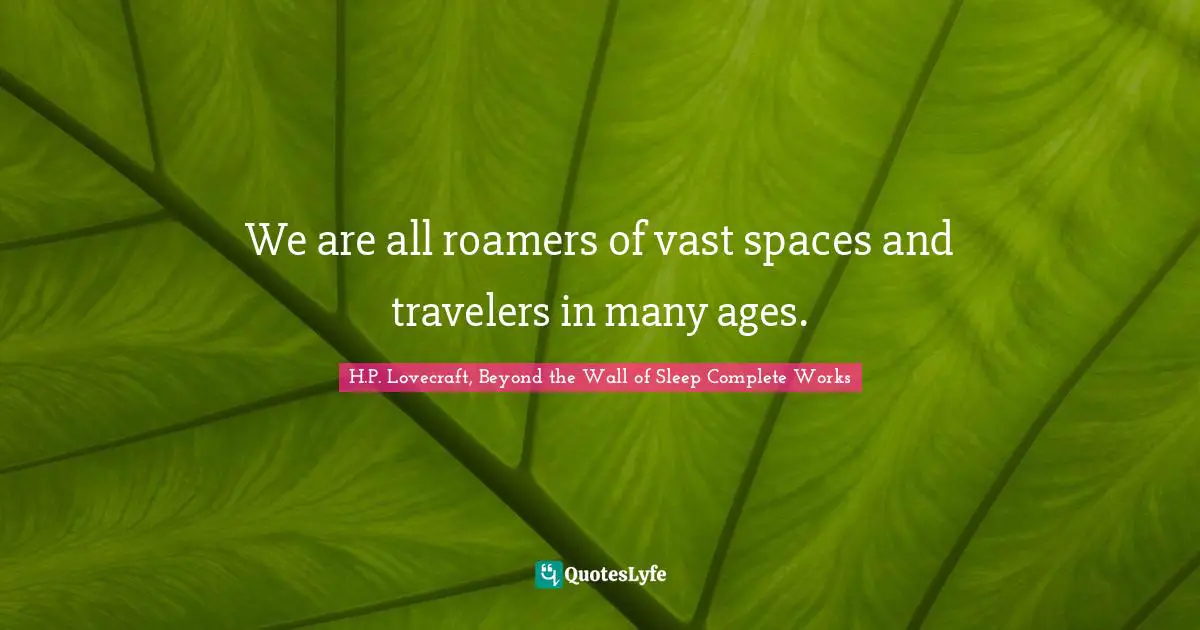 We are all roamers of vast spaces and travelers in many ages.