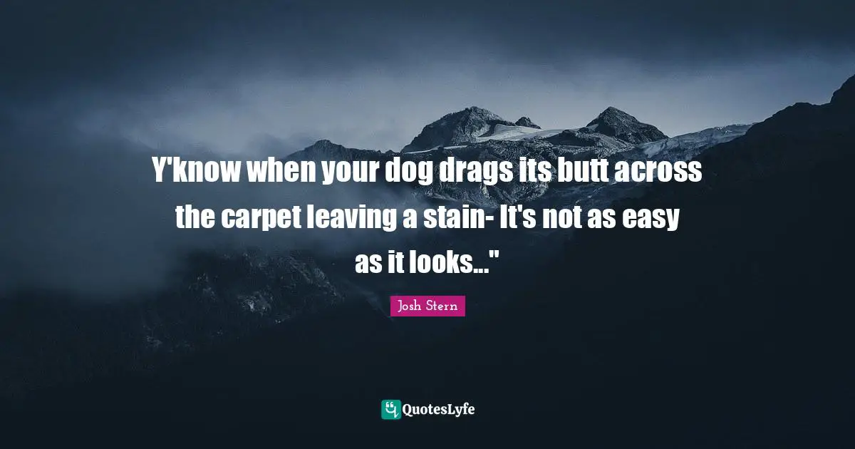 Y'know when your dog drags its butt across the carpet leaving a stain- It's not as easy as it looks..."