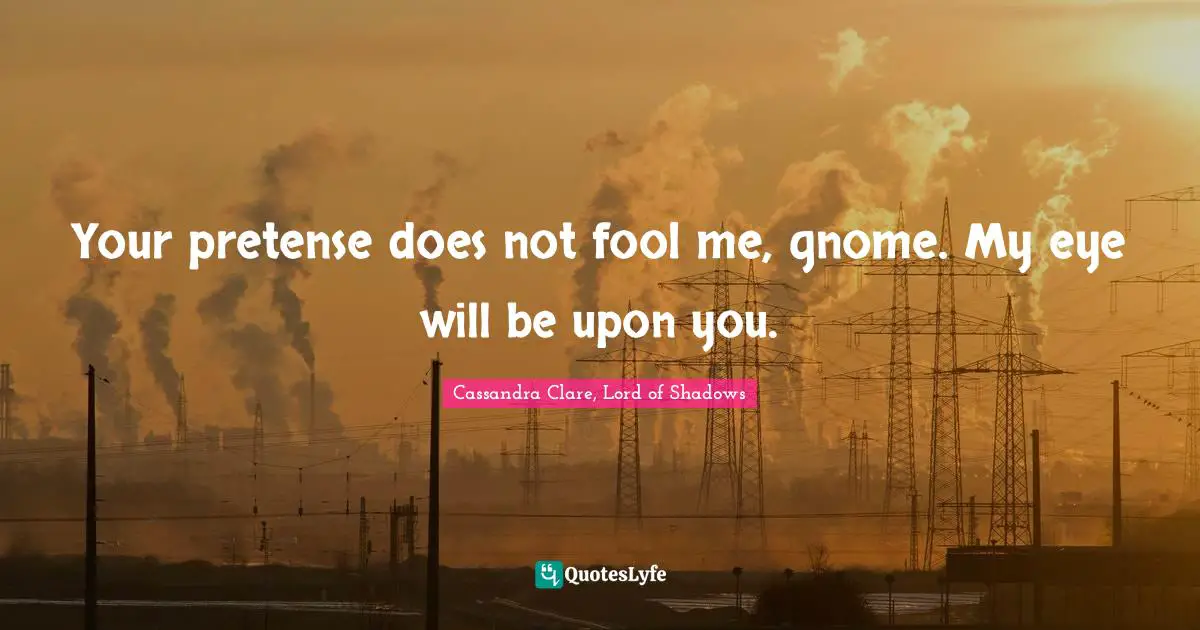 Your pretense does not fool me, gnome. My eye will be upon you.