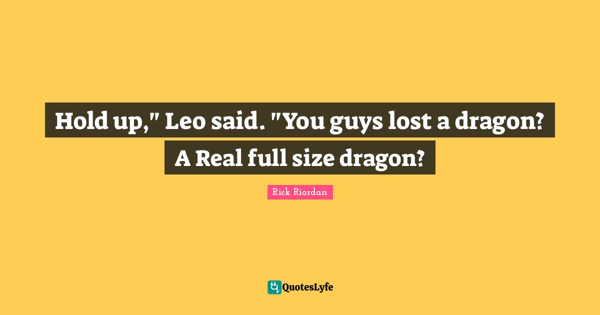 Hold up," Leo said. "You guys lost a dragon? A Real full size dragon?