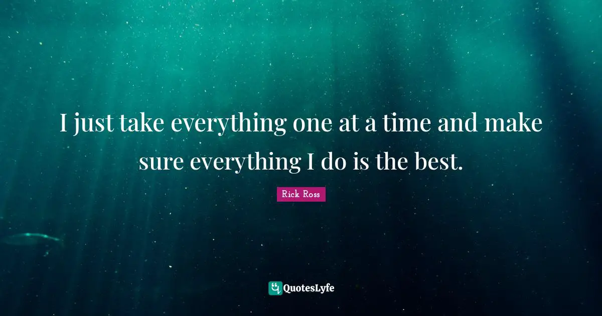 Rick Ross Quotes: "I just take everything one at a time and make sure everything I do is the best."