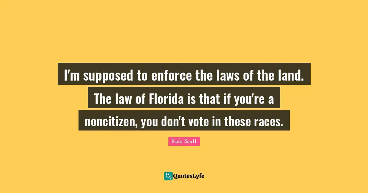 I'm supposed to enforce the laws of the land. The law of Florida is that if you're a noncitizen, you don't vote in these races.