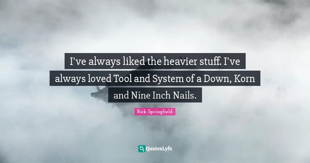 I've always liked the heavier stuff. I've always loved Tool and System of a Down, Korn and Nine Inch Nails.