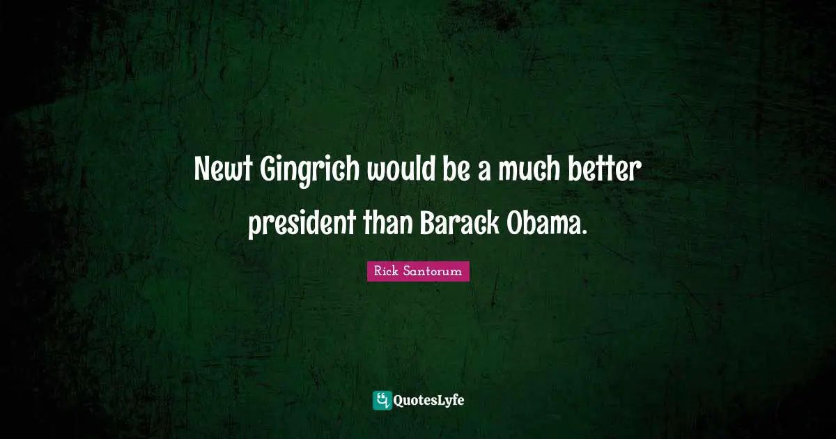 Newt Gingrich would be a much better president than Barack Obama.