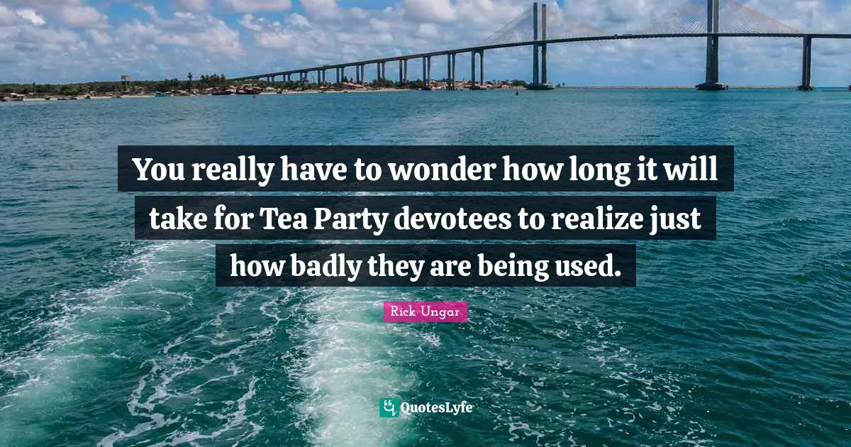 You really have to wonder how long it will take for Tea Party devotees to realize just how badly they are being used.