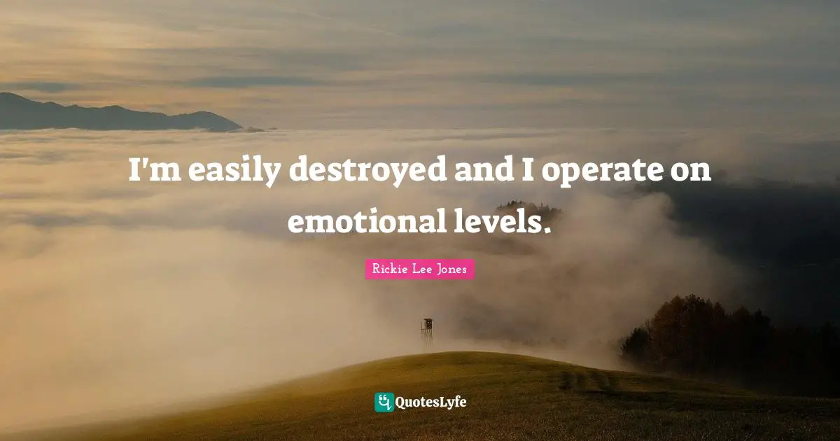 I'm easily destroyed and I operate on emotional levels.