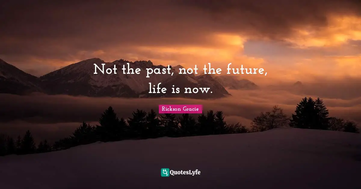 Not the past, not the future, life is now.