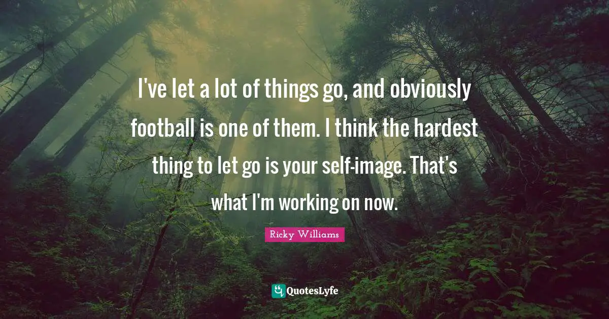 I've let a lot of things go, and obviously football is one of them. I think the hardest thing to let go is your self-image. That's what I'm working on now.