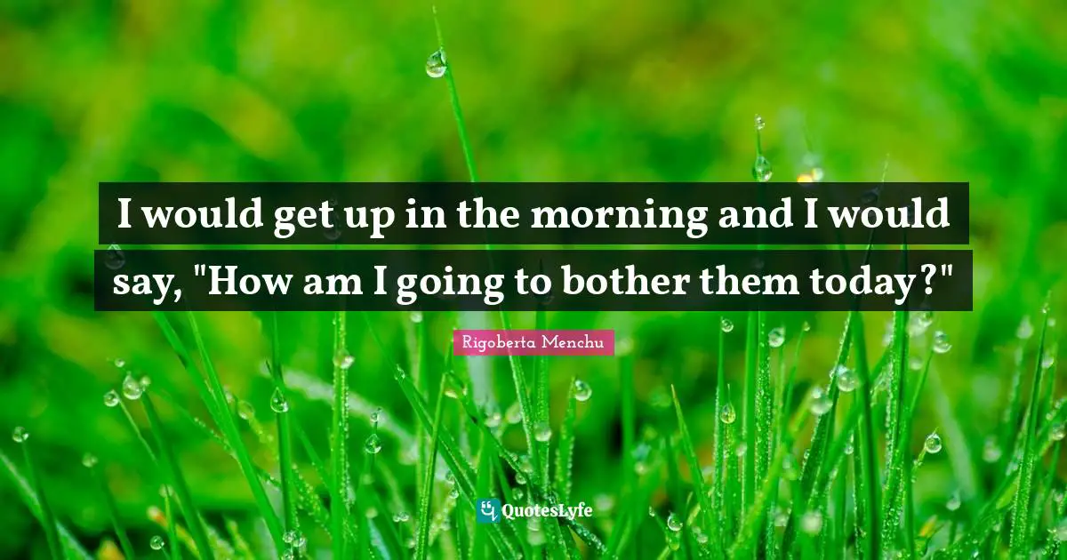 I would get up in the morning and I would say, "How am I going to bother them today?"