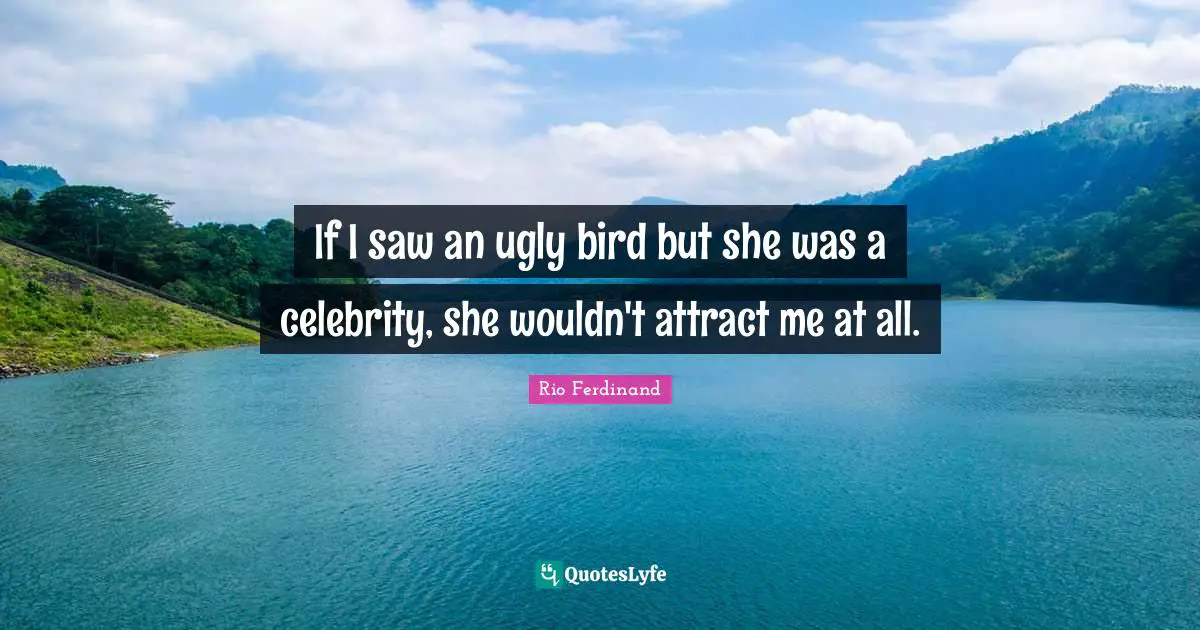 If I saw an ugly bird but she was a celebrity, she wouldn't attract me at all.